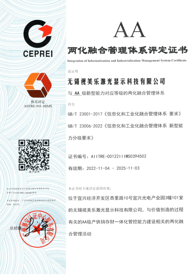 喜报 | AA级！SEEMILE荣获两化融合管理体系评定证书